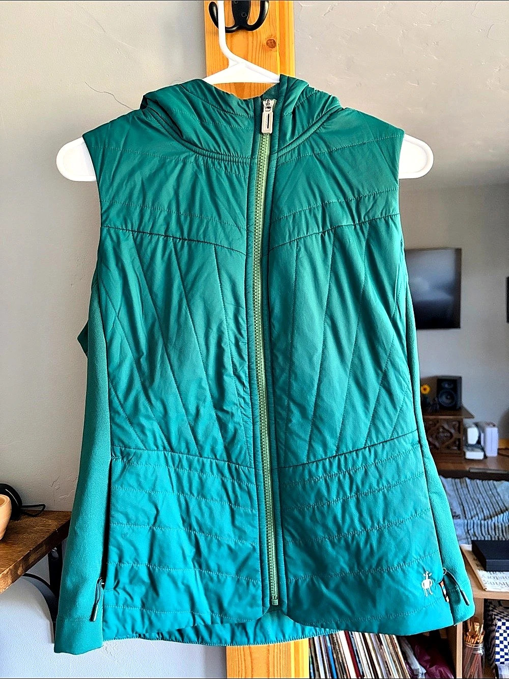 Smartwool Smartloft Hooded Vest Quilted Green Medium